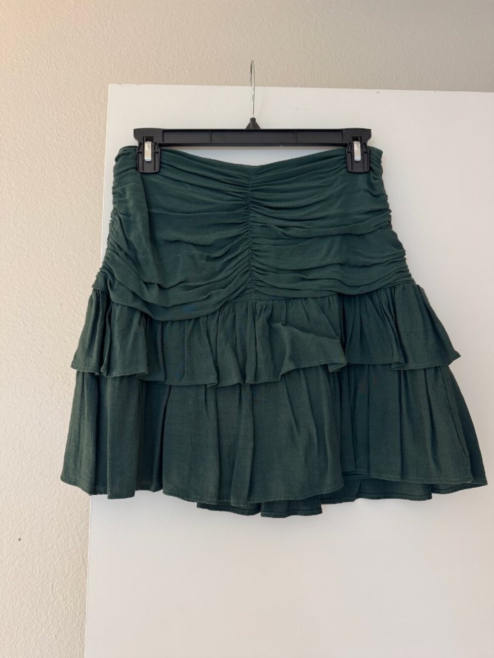Dark Green Ruffled Mini Zara Skirt - Size S